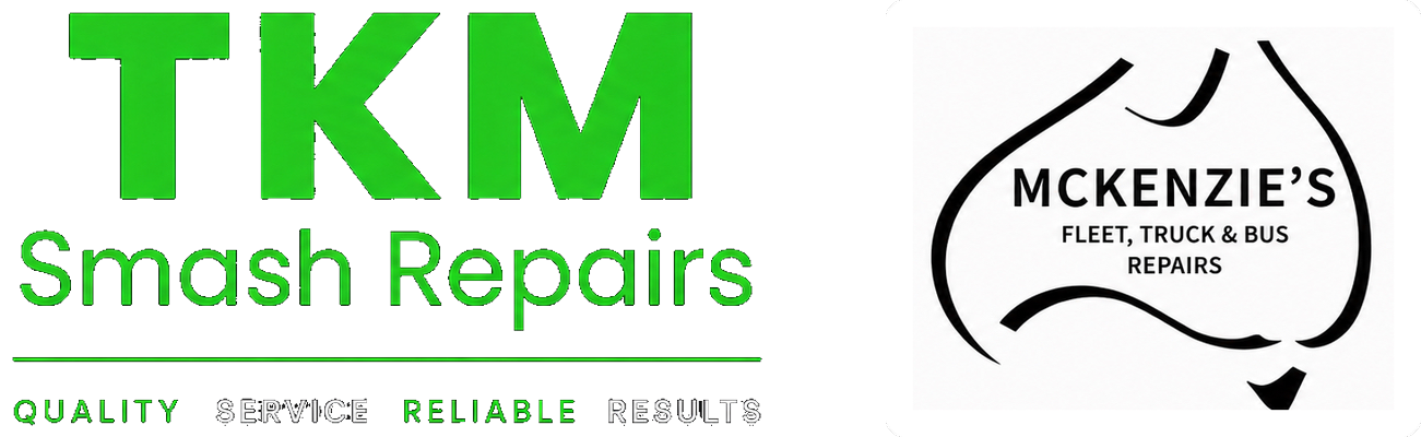 TKM Smash Repairs TKM Smash Repairs logo with McKenzie's Fleet, Truck & Bus Repairs partner mark — TKM Smash Repairs, Edmonton QLD